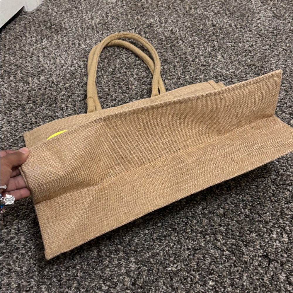 Trader Joe's Lemon and Lime jute burlap reusable shopping tote bag spring summer - Picture 4 of 6